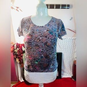 NWOT SEQUENCED 100% SILK COREY LYNN CALTRR GORGEOUS SIZE 2 BACK LACE BLOUSE!